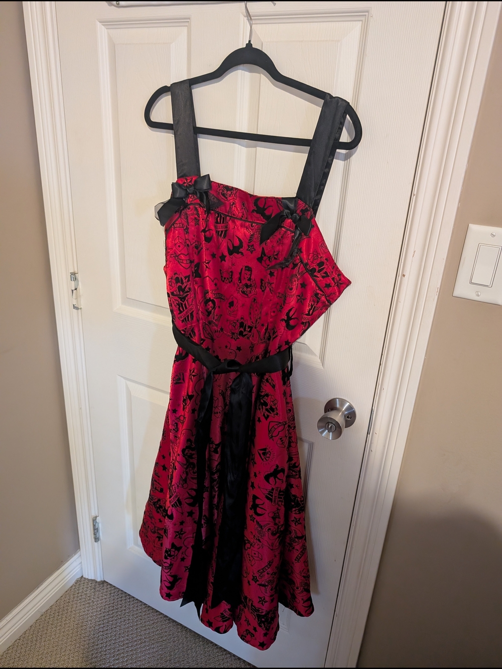 Hell Bunny Red and Black Gothic Print Dress